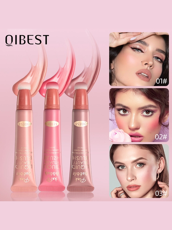 Румяна для лица Qibest, кремовые, розовые, водостойкие, с аппликатором, 15 мл
