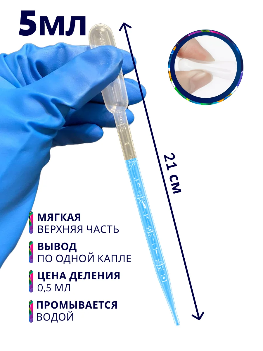 Пипетка Пастера пластиковая для творчества градуированная