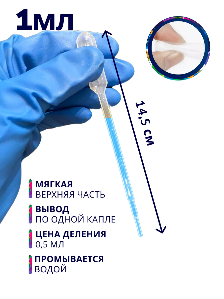 Пипетка Пастера пластиковая для творчества градуированная