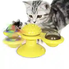 Спиннер для кошек на присосках с кошачьей мятой и подсветкой, мята,игрушка для котов