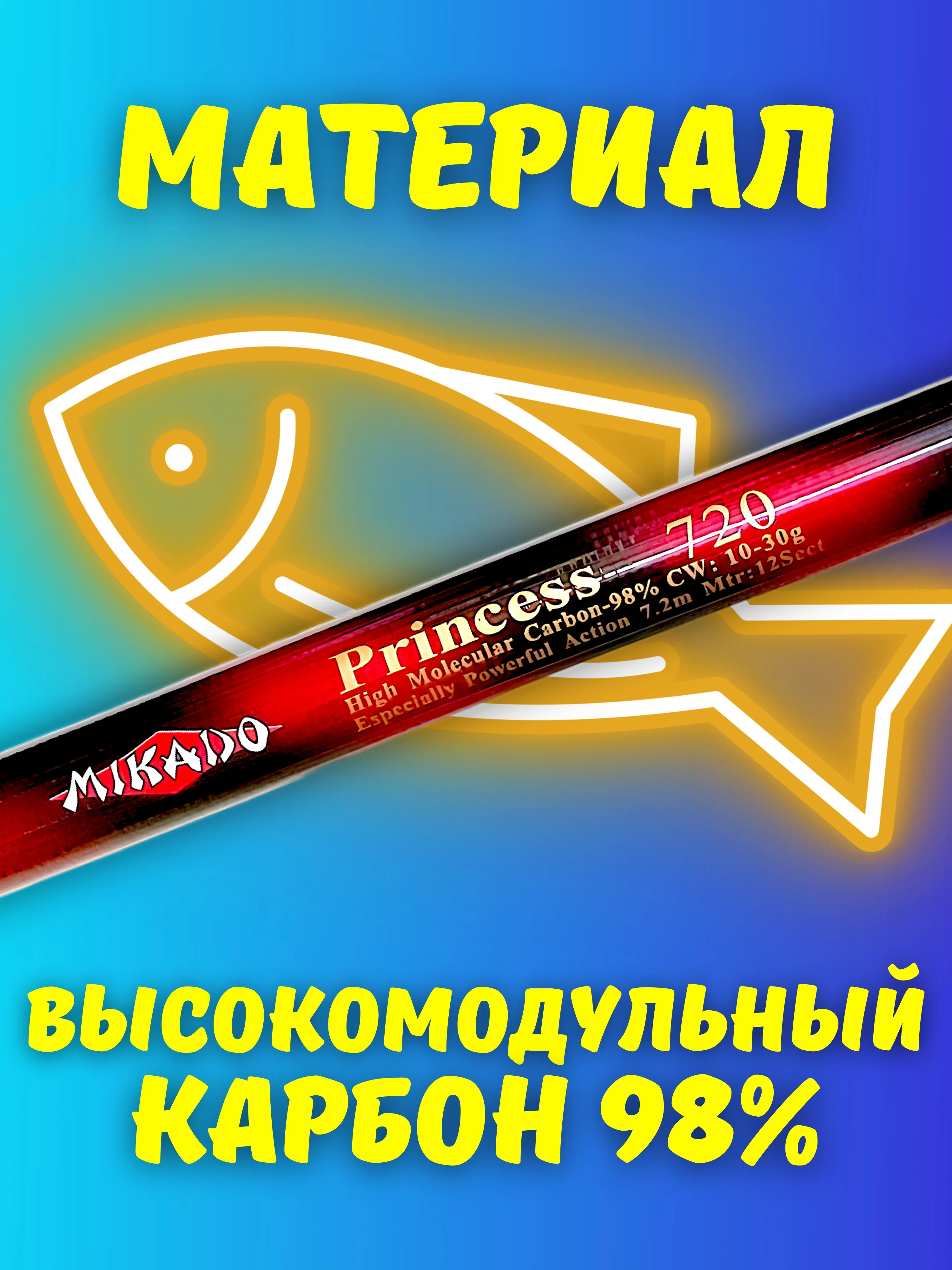 Удилище Mikado Princess рыболовное телескопическая удочка без колец для поплавочной ловли