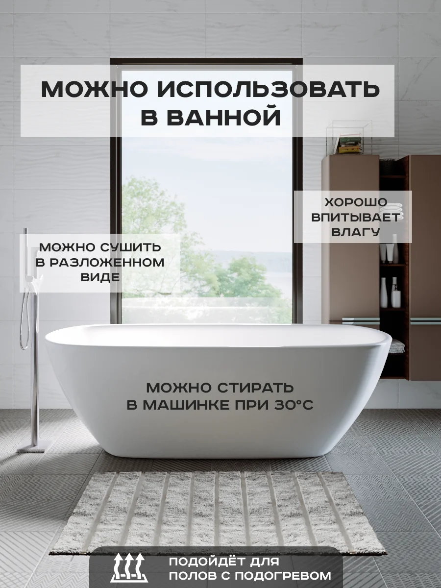 Коврик прикроватный для пола, ванной, противоскользящий