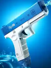 Голубой водный пистолет детский GLOCK WATER GUN электрический на аккумуляторе / Детский пистолет