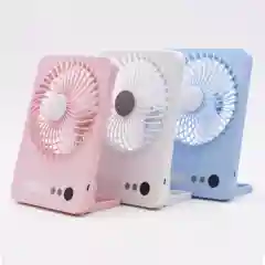 Голубой вентилятор настольный,туристический "ZIKO" 3 скорости, LED подсветка, USB зарядка