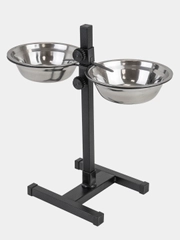 Миска на подставке PetTails, стойка металлическая, регулируемая, двойная, h30 см, 2*0,7 л