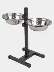 Миска на подставке PetTails, стойка металлическая, регулируемая, двойная, h30 см, 2*0,7 л