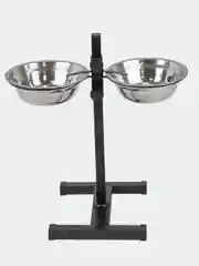 Миска на подставке PetTails, стойка металлическая, регулируемая, двойная, h30 см, 2*0,7 л