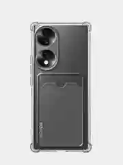 Молочный противоударный чехол для Honor 70 силиконовый BROSCORP прозрачный с усиленными углами