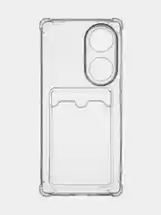 Молочный противоударный чехол для Honor 70 силиконовый BROSCORP прозрачный с усиленными углами