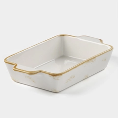 Форма для запекания из фарфора Доляна Organic Gold, 700 мл, 23,5 х 13 х 4,5 см, цвет белый