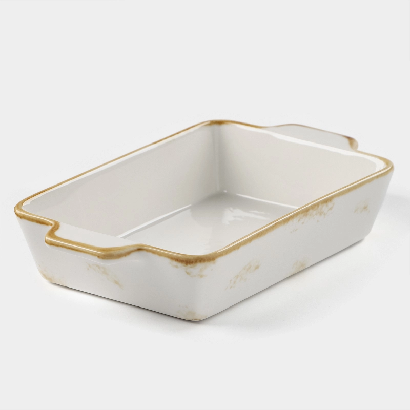Форма для запекания из фарфора Доляна Organic Gold, 700 мл, 23,5 х 13 х 4,5 см, цвет белый