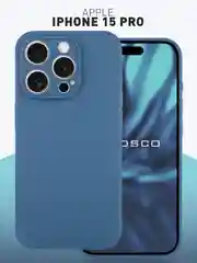 Угольный чехол и стекло для Apple iPhone 15 Pro силиконовый ROSCO матовый тонкий с защитой камер