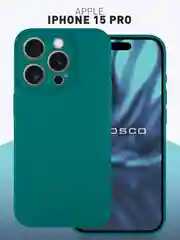 Угольный чехол и стекло для Apple iPhone 15 Pro силиконовый ROSCO матовый тонкий с защитой камер