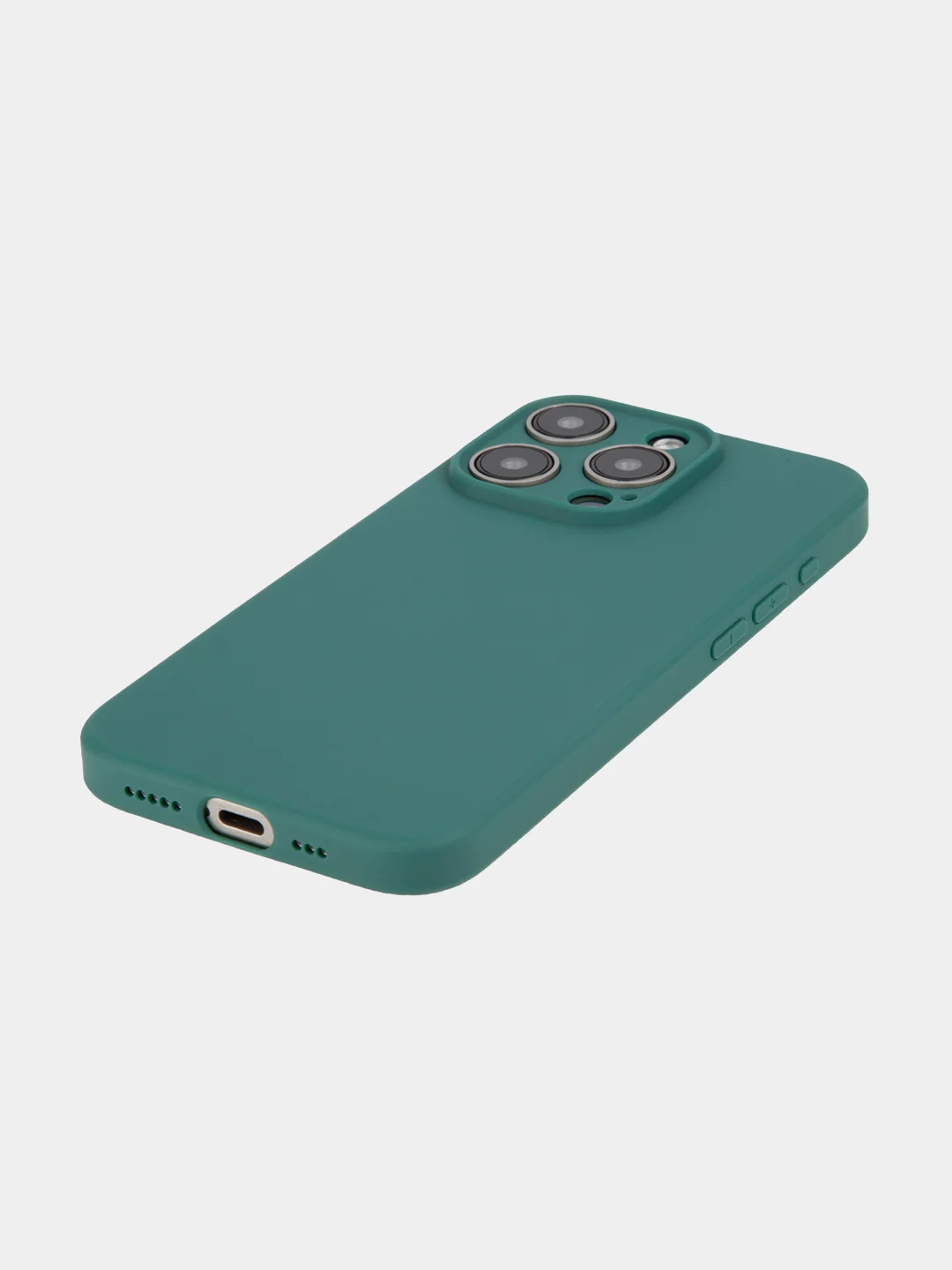 Тёмно-зелёный чехол и стекло для Apple iPhone 15 Pro силиконовый ROSCO матовый тонкий с защитой камер