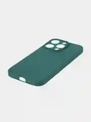 Тёмно-зелёный чехол и стекло для Apple iPhone 15 Pro силиконовый ROSCO матовый тонкий с защитой камер