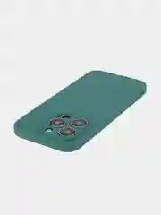 Тёмно-зелёный чехол и стекло для Apple iPhone 15 Pro силиконовый ROSCO матовый тонкий с защитой камер