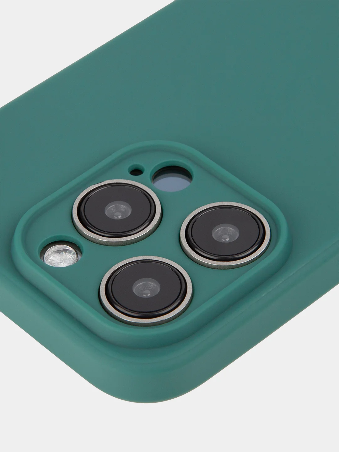 Тёмно-зелёный чехол и стекло для Apple iPhone 15 Pro силиконовый ROSCO матовый тонкий с защитой камер