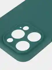 Тёмно-зелёный чехол и стекло для Apple iPhone 15 Pro силиконовый ROSCO матовый тонкий с защитой камер