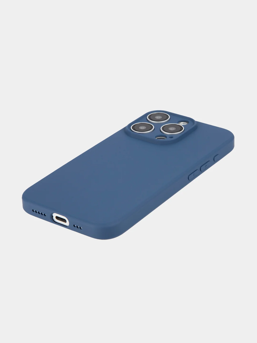 Синий чехол и стекло для Apple iPhone 15 Pro силиконовый ROSCO матовый тонкий с защитой камер