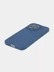 Синий чехол и стекло для Apple iPhone 15 Pro силиконовый ROSCO матовый тонкий с защитой камер
