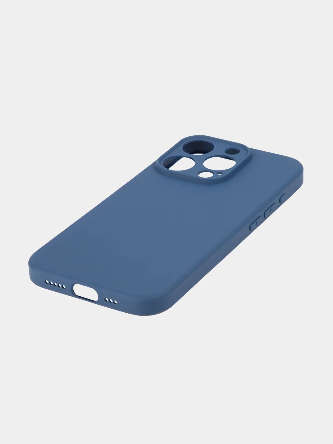 Синий чехол и стекло для Apple iPhone 15 Pro силиконовый ROSCO матовый тонкий с защитой камер
