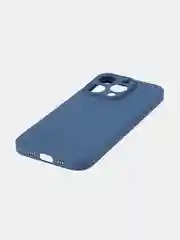 Синий чехол и стекло для Apple iPhone 15 Pro силиконовый ROSCO матовый тонкий с защитой камер