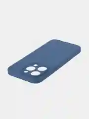 Синий чехол и стекло для Apple iPhone 15 Pro силиконовый ROSCO матовый тонкий с защитой камер