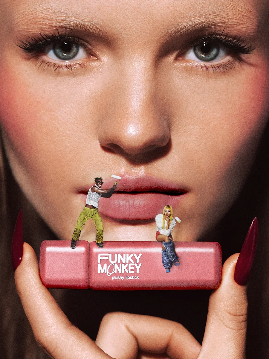 Помада для губ плюшевая Funky Monkey Plushy lipstick Тон 01 светло-розовый