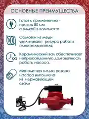 Насос циркуляционный 25/4-130, с мокрым ротором для отопления гайки, кабель 60 см