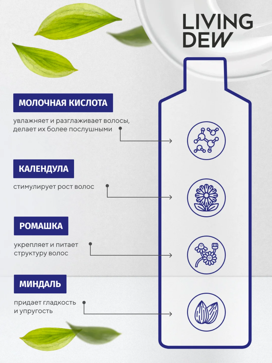 LIVING DEW, Бальзам для ухода за жирными волосами, "Водопад", cбалансированный уход, 500 мл