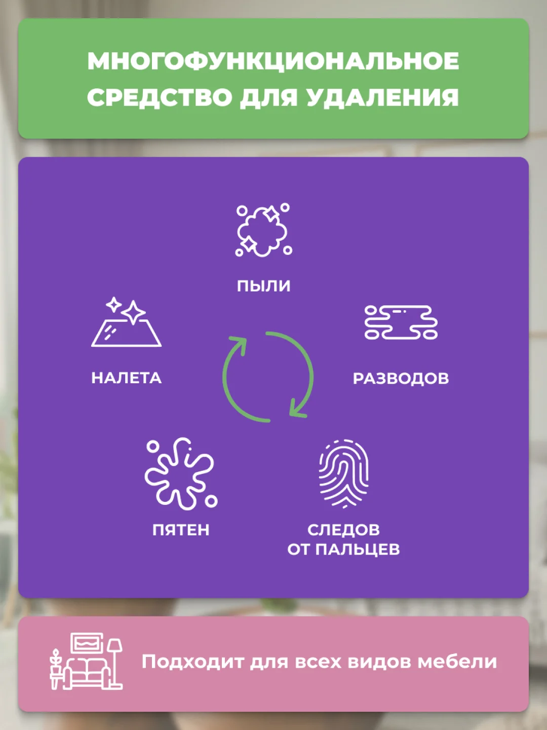 Полироль для мебели "Антипыль", с эффектом антистатика, 750 мл