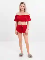 Красный пижама шелковая с шортами летняя