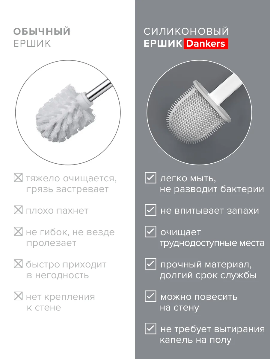 Силиконовый ершик настенный, для унитаза, туалета