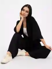 Черный костюм женский,брючный летний кимоно оверсайз