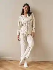 Белый пижама женская теплая с брюками