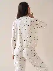 Белый пижама женская, комплект -  брюки, майка и рубашка