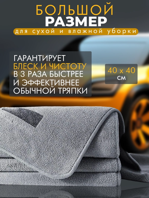 Тряпка полотенце для мытья автомобиля из микрофибры 40х40 см