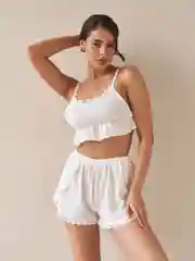 Пижама ажурная с шортами и майкой на бретельках
