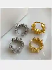 Серьги женские, сережки, массивные сережки, золотистые/серебристые серьги, серьги кольцо