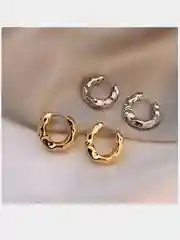 Серьги женские, сережки, массивные сережки, золотистые/серебристые серьги, серьги кольцо
