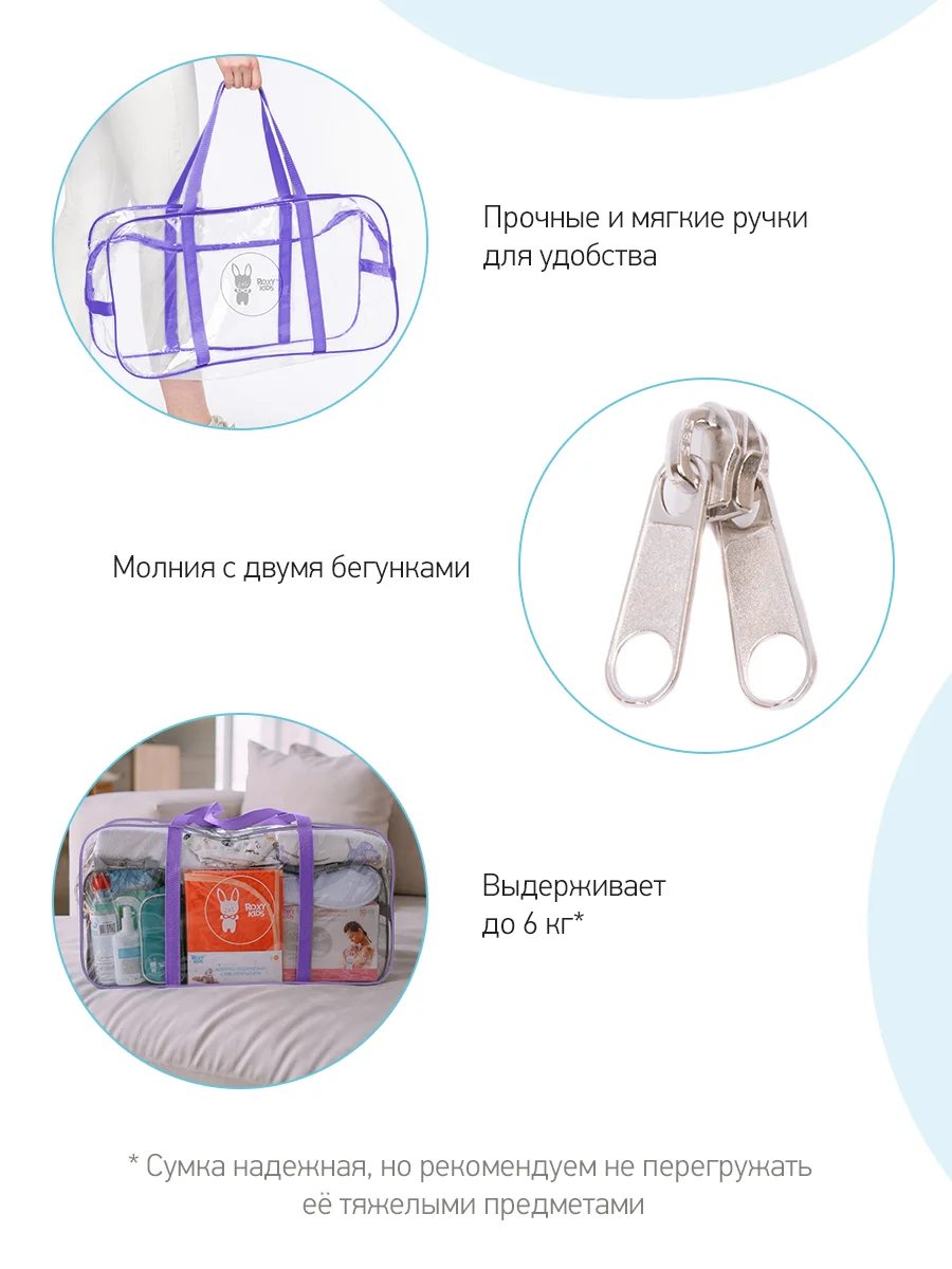 Сумка в роддом прозрачная для беременной фиолетовая от ROXY-KIDS