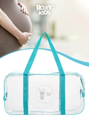 Сумка в роддом прозрачная для беременной от ROXY-KIDS, бирюзовая