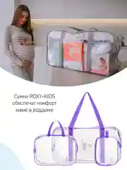 Сумка в роддом прозрачная для беременной 3 шт в комплекте цвет фиолетовый от ROXY-KIDS