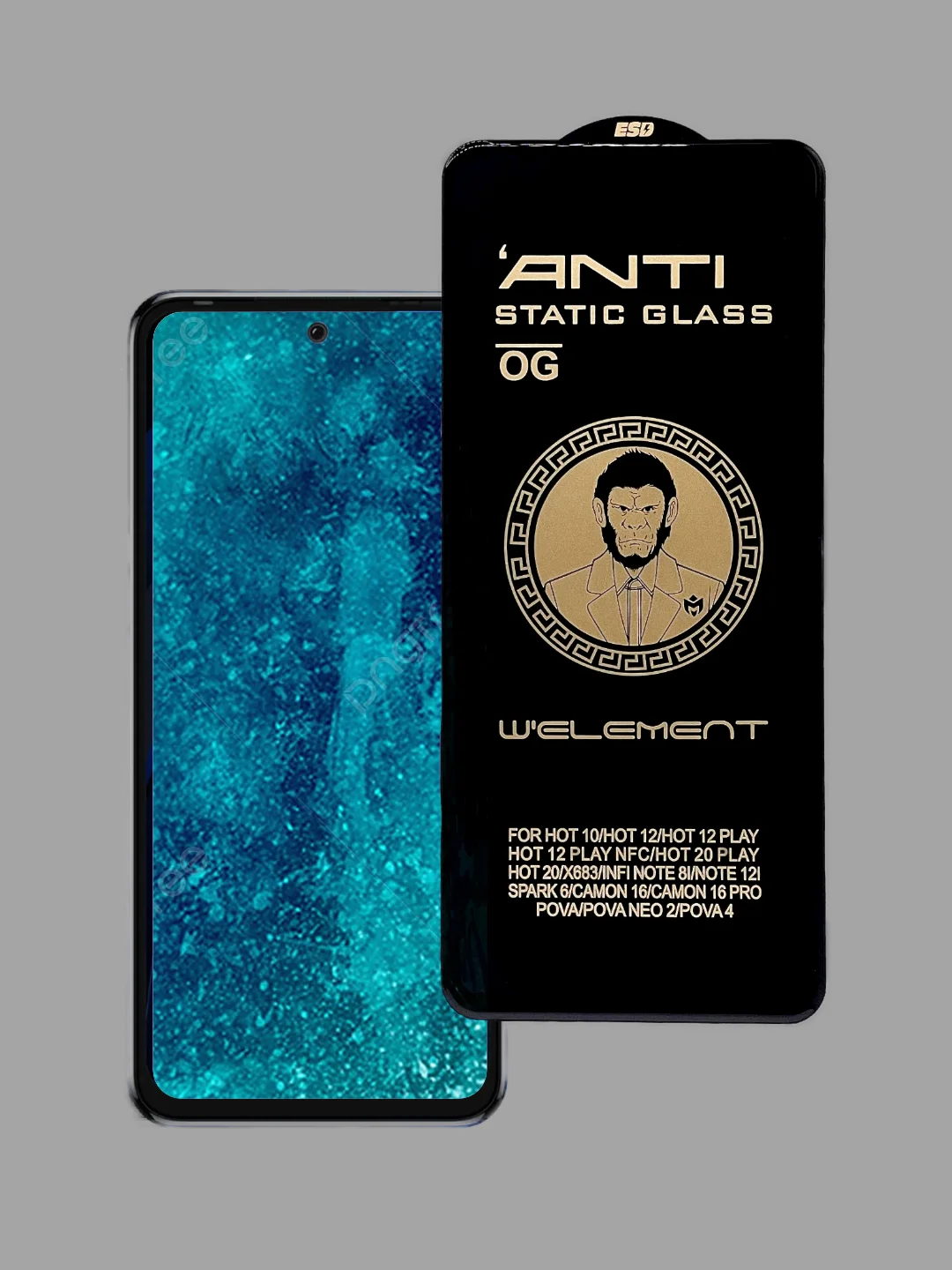 Защитное стекло Anti-Static для Tecno Pova 4, Pova Neo 2 Infinix Note 12i,
