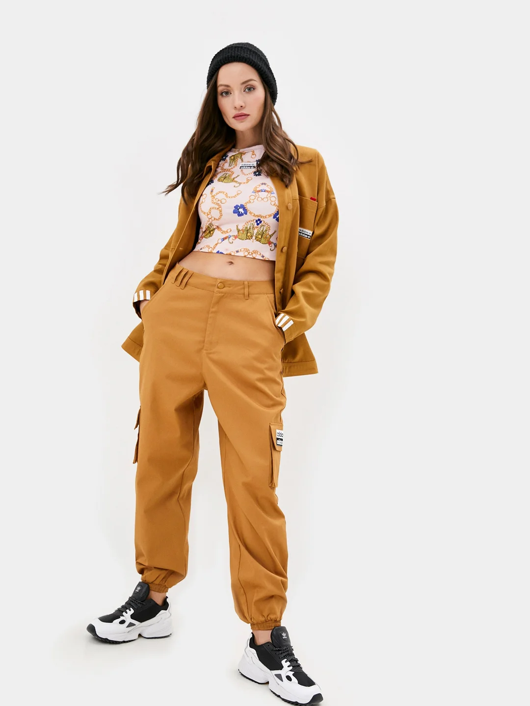 Коричневый adidas Originals женские брюки TRACK PANT GD3040 спортивные повседневные карго штаны M