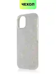 Серебряный чехол для iPhone 15 14 13 Pro Max Plus блестящий BROSCORP, пластиковый, с силиконом