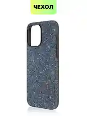Синий чехол для iPhone 15 14 13 Pro Max Plus блестящий BROSCORP, пластиковый, с силиконом