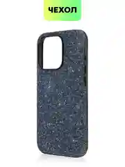 Синий чехол для iPhone 15 14 13 Pro Max Plus блестящий BROSCORP, пластиковый, с силиконом