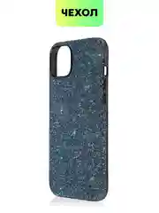 Синий чехол для iPhone 15 14 13 Pro Max Plus блестящий BROSCORP, пластиковый, с силиконом