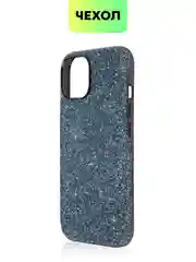 Синий чехол для iPhone 15 14 13 Pro Max Plus блестящий BROSCORP, пластиковый, с силиконом